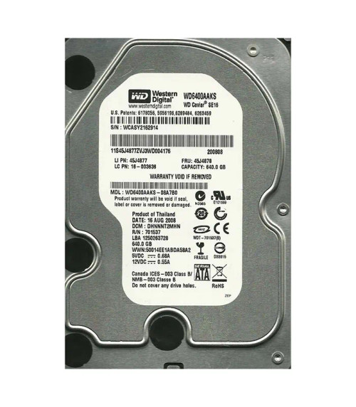 WD6400AAKS-08A7B0 - Western Digital 640GB 7200RPM SATA 3Gb/s 16MB 3.5" HDD