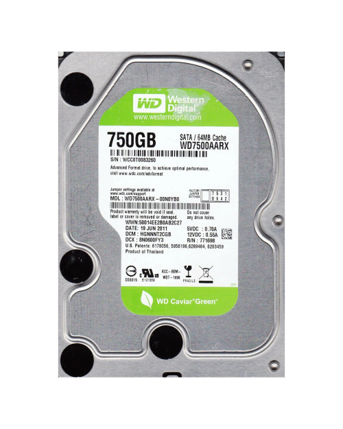 WD7500AARX - WESTERN DIGITAL 750GB 5400RPM SATA 6Gb/s HDD