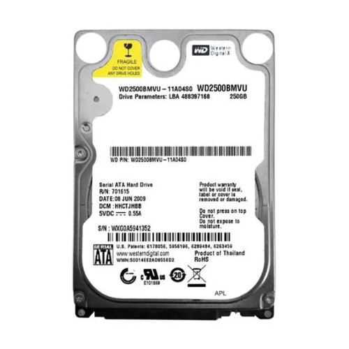 WD2500BMVU - Western Digital 250GB 5400RPM USB 2.0 2.5" HDD