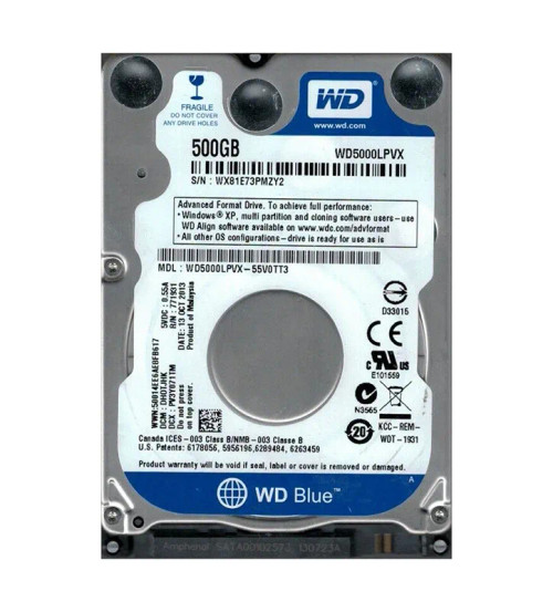WD5000LPVX-55V0TT3 - Western Digital 500GB 5400RPM SATA 8MB 2.5" HDD