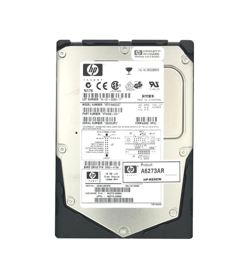 A6273-60001 - HP 18GB 15000RPM Ultra 160 SCSI 3.5-inch Hard Drive