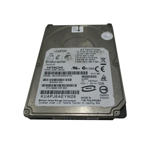 HEJ423030F9AT00 - Hitachi 30GB 4200RPM 2.5" IDE 8MB HDD