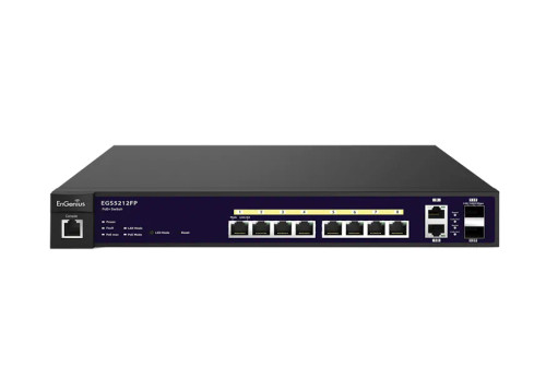 EGS5212FP - EnGenius 8-Port PoE+ Gigabit 2 SFP Layer 2 Network Switch