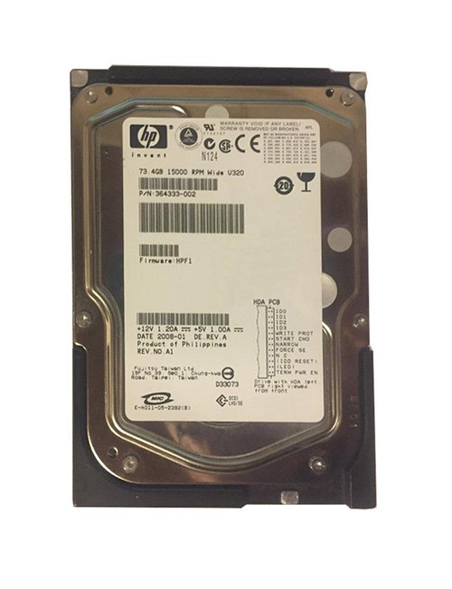 364333-002 - HP 72.8GB 15000RPM Ultra320 SCSI 3.5" HDD