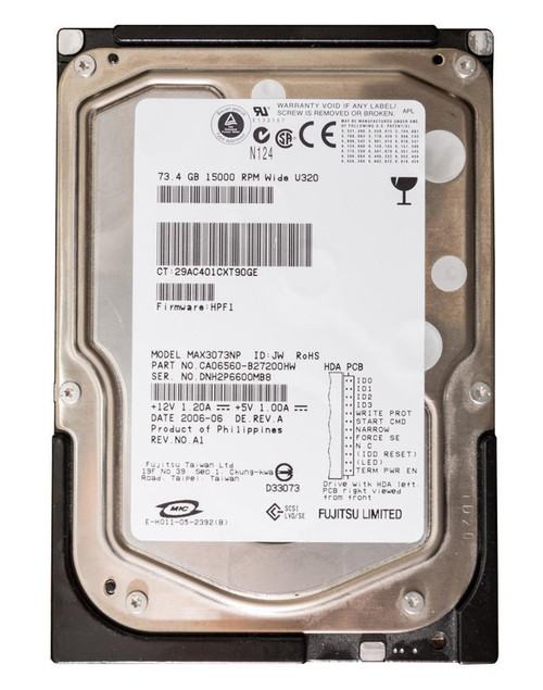 CA06560-B27200HW - Fujitsu 73.5GB 15000RPM Ultra320 SCSI 3.5" HDD