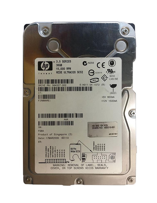 403210-001 - HP 36.4GB 15000RPM Ultra320 SCSI 3.5" HDD