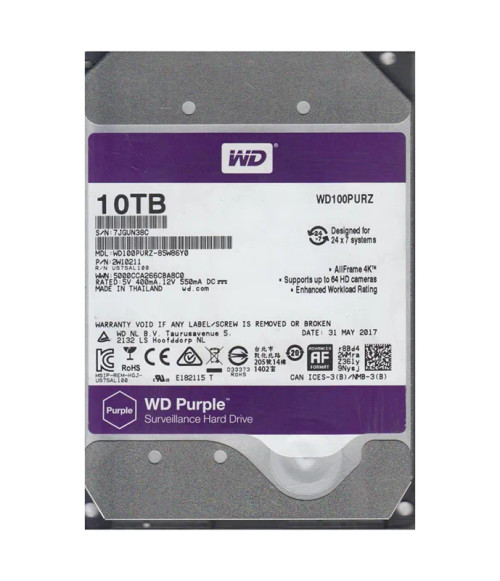 WD100PURZ-85W86Y0 - Western Digital 10TB SATA 5400RPM 256MB 3.5" HDD