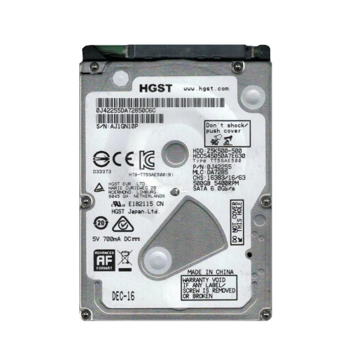 HCC545050A7E630 - HGST 500GB 5400RPM SATA 6Gb/s 2.5" HDD