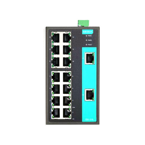 EDS-316 - Moxa 16-Port 10/100BaseT Industrial Unmanaged Ethernet Switch