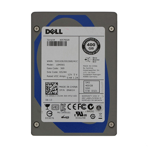 08NW1H - Dell 400GB SLC SAS 6Gb/s 2.5" Hot-Plug SSD