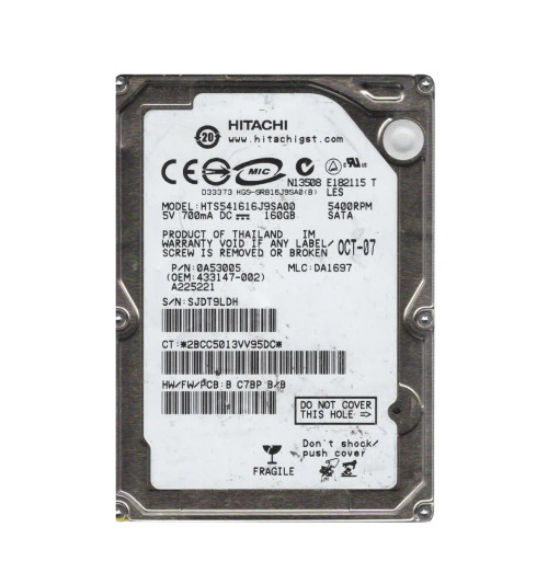0A53005 - Hitachi 80GB 5400RPM SATA 8MB 2.5" HDD