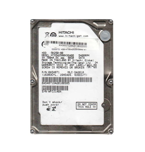 Hitachi Travelstar 5K250 80GB SATA Hard Drive for laptops - 2.5-inch 5400RPM 8MB Cache - Compatible with laptops