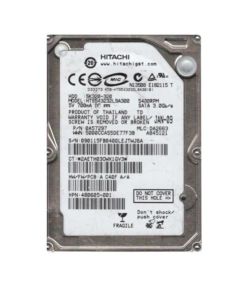0A57297 - Hitachi 320GB 5400RPM SATA 8MB 2.5" HDD