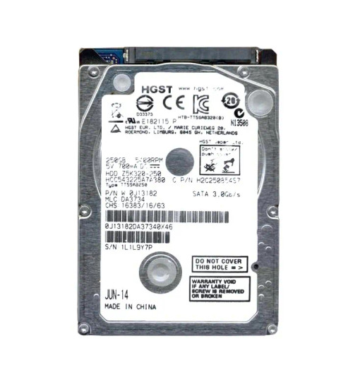 0J13182 - HGST 250GB 5400RPM SATA 8MB 2.5" HDD