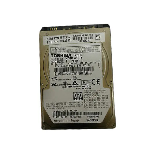39T2713 - Lenovo 80GB 5400RPM SATA 2.5" HDD