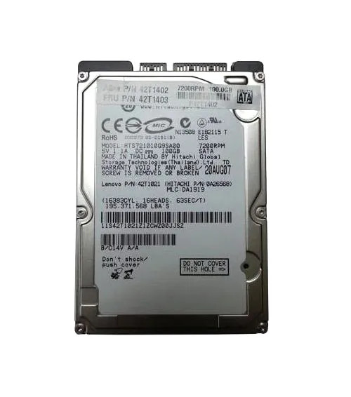 42T1402 - IBM 100GB 7200RPM SATA 1.5Gb/s 2.5" HDD