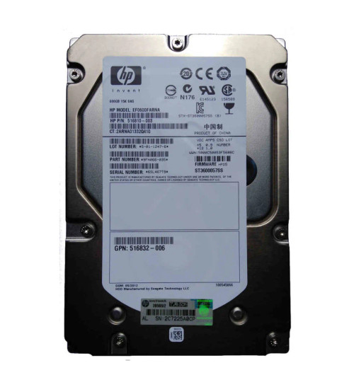 HP 516832-006 600GB SAS 6Gb/s 15K RPM 3.5HDD with Tray