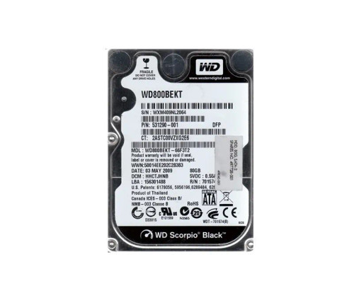 531290-001 - HP 80GB 7200RPM SATA 3Gb/s 2.5" HDD
