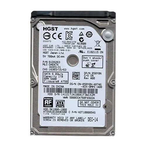 58Y8N - Dell 1TB 5400RPM SATA 6Gb/s 2.5" HDD