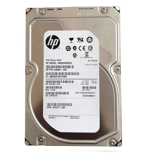 649401-003 - HP 2TB 7200RPM SATA 3.5" Hot-Plug HDD