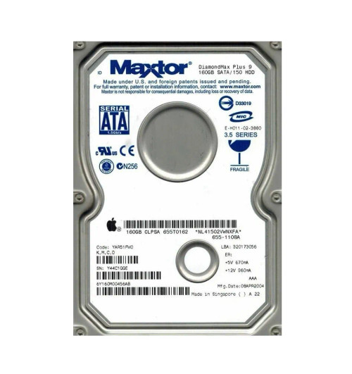 6Y160M0 - Maxtor 160GB 7200RPM SATA 8MB 3.5" HDD
