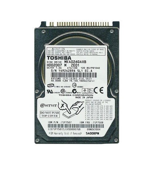 71P7507 - IBM 40GB 5400RPM 2.5" IDE HDD