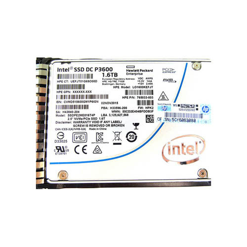 765033-003 - HP 1.6TB NVMe PCIe 2.5" Mixed Use SSD