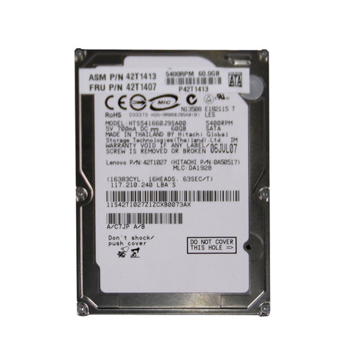 Hitachi 60GB 5400RPM SATA 2.5 Hard Drive for Travelstar, 8MB Cache, Compatible with ProLiant DL360p Gen8 Servers