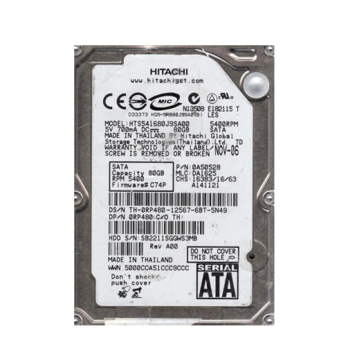 0A50528 - Hitachi 40GB 5400RPM SATA 8MB 2.5" HDD