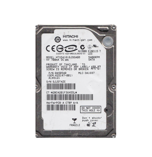 0A50540 - Hitachi 120GB 5400RPM SATA 8MB 2.5" HDD