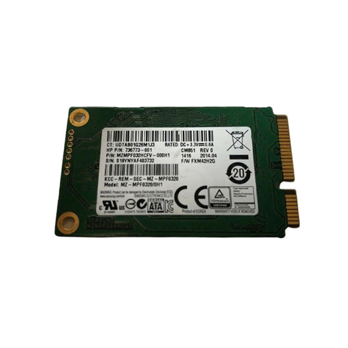Samsung CM851 Series 32GB mSATA SSD for SATA 6Gb/s, MZMPF032HCFV-000H1, compatible with laptops and tablets