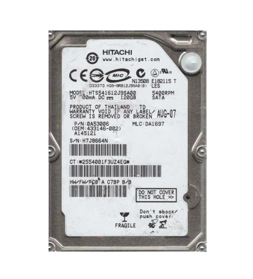 Hitachi 120GB 5400RPM SATA 2.5 Hard Drive 0A53006 for Travelstar - 8MB Cache