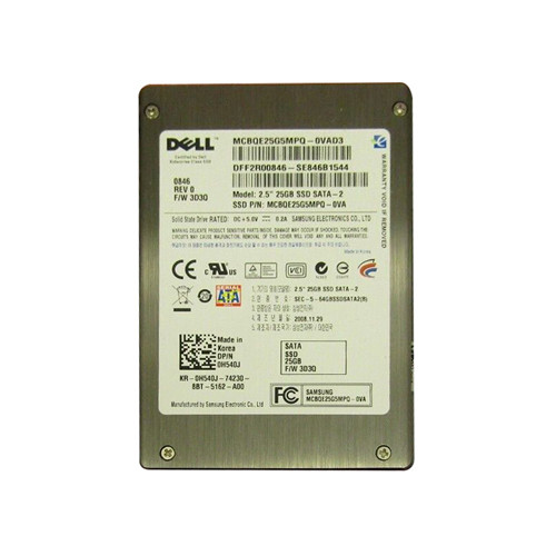 H540J - Dell 25GB SLC SATA 3Gb/s 2.5" SSD