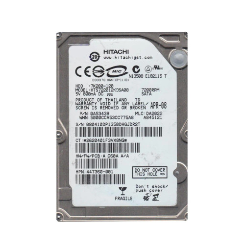0A53438 - Hitachi 120GB 7200RPM SATA 16MB 2.5" HDD