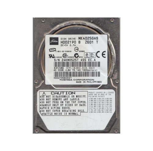 HDD2190BZE01 - TOSHIBA 40GB 4200RPM 2.5" IDE HDD