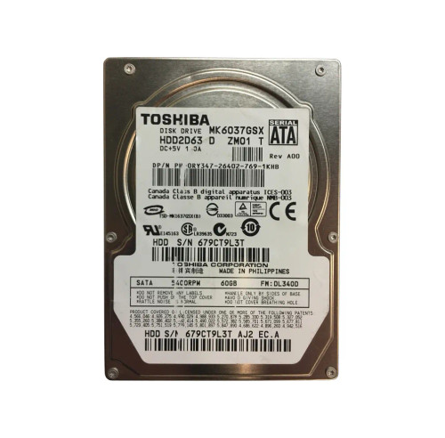HDD2D63D - TOSHIBA 60GB 5400RPM SATA 8MB 2.5" HDD