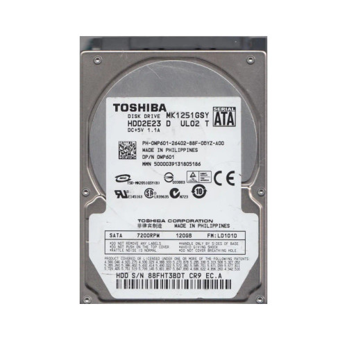 HDD2E23 - TOSHIBA 120GB 7200RPM SATA 16MB 2.5" HDD