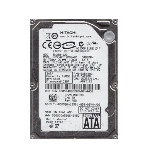 0A54893 - Hitachi 120GB 5400RPM SATA 8MB 2.5" HDD