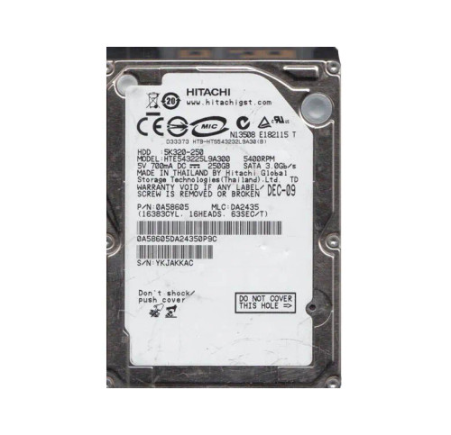 HTE543225L9A300 - Hitachi 250GB 5400RPM 2.5" SATA HDD