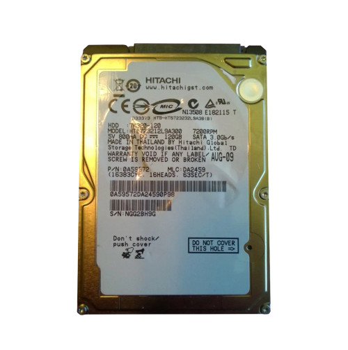 HTE723212L9A300 - Hitachi 120GB 7200RPM SATA 3Gb/s 2.5" HDD