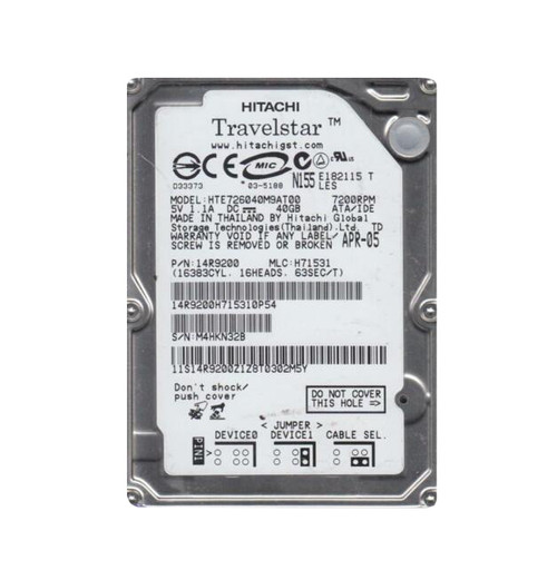 HTE726040M9AT00 - Hitachi 40GB 7200RPM IDE ATA-100 8MB 2.5" HDD