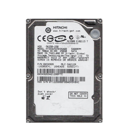 Hitachi 250GB 5400RPM SATA 2.5 Hard Drive for Travelstar, 8MB Cache - Compatible with 1.5 Gbps servers