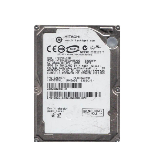 0A54973 - Hitachi 120GB 5400RPM SATA 8MB 2.5" HDD
