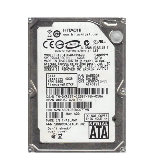 0A55026 - Hitachi 160GB 5400RPM SATA 2.5" HDD