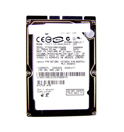 0A55731 - Hitachi 60GB 5400RPM SATA 2.5" HDD