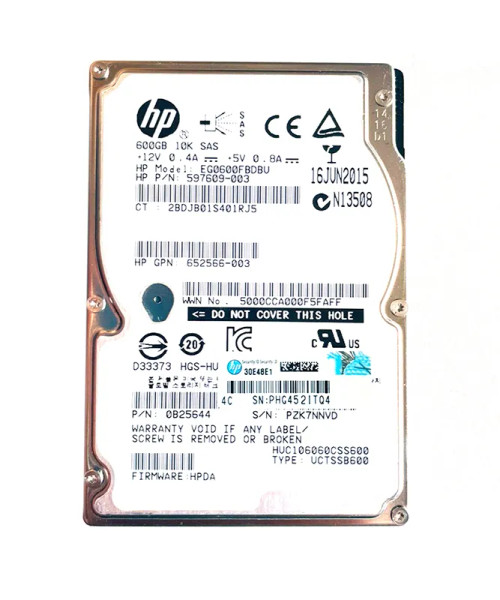 HP 652566-003 600GB 10K RPM SAS 6Gbps HDD for Proliant DL320 G6