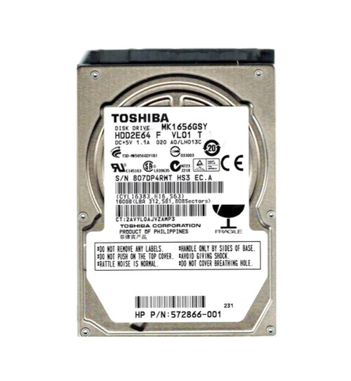 MK1656GSYF - Toshiba 160GB 7200RPM SATA 16MB 2.5" HDD