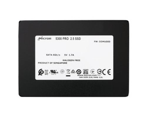 MTFDDAK7T6TDS-1AW16ABYY - Micron 5300 PRO Series 7.68TB Triple-Level Cell SATA 6Gb/s 3D NAND SED TCG eSSC Encryption 2.5-Inch Solid State Drive