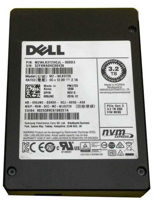 MZWLK3T2HCJL-000D3 - Samsung 3.2TB NVMe PCIe 3.0 x4 U.2 SSD