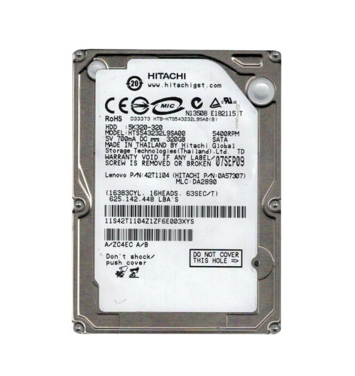 0A57307 - Hitachi 320GB 5400RPM SATA 8MB 2.5" HDD